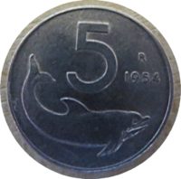 5 Lire 1954 / 1955 Italien / vintage coins Italy