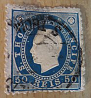 50 REIS blau 1879 King Luis I. Portugal