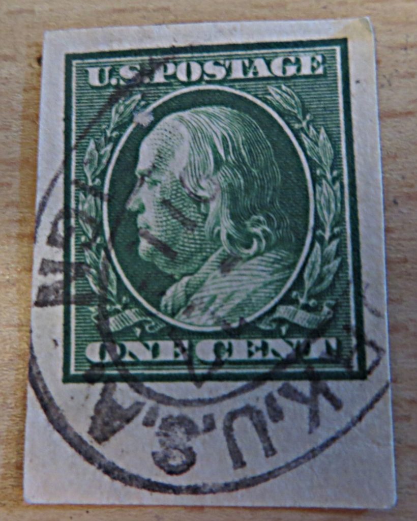 Benjamin Franklin - ungezähnt Poststempel von 1917
