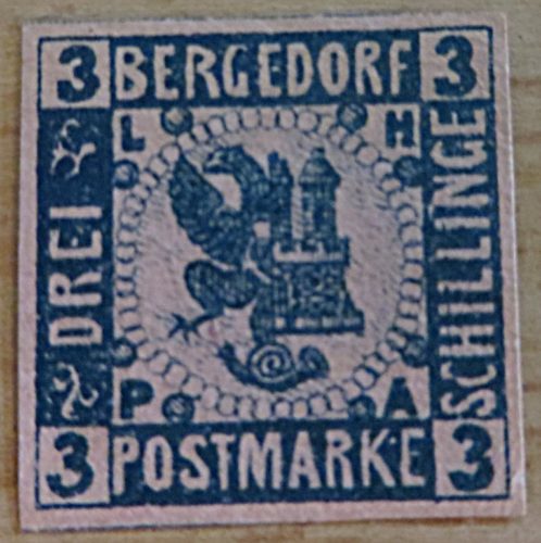 3 Schilling Postmarke Bergedorf