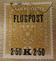 Flugpost 2,50 auf 3 Kronen 1918 gelb