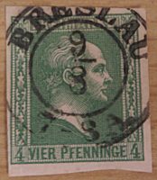 4 Pfennige 1859 Preussen Freimarke dunkelgrün