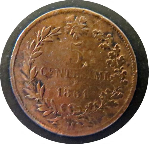 5 Centesimi M 1861 Italien Emanuele II.