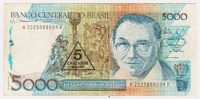 5000 cruzados mit stempel 5 cruzados novos 1989 Banknoten Brasilien