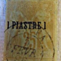 1 Piastre auf 25 Centimes Levante Frankreich 1885