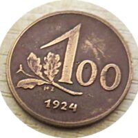 1 Groschen = 100 Kronen 1924 1. Republik Österreich