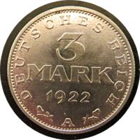 3 Mark A 1922 Aluminium Deutschland Münzen