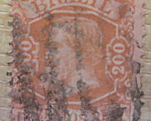 200 Reis Dom Pedro II. 1881 braun rot Briefmarken Brasilien
