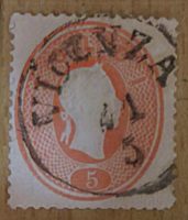 5 Soldi 1861 Lombardei Venetien Briefmarken Poststempel Vicenza Kaiserkopf rechts