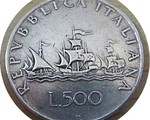 500 Lire 1965 - drei Karavellen Silbermünze Italien